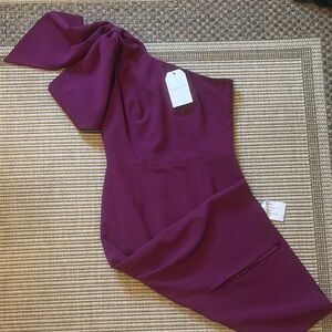 Dress the Population Purple Asymmetrical One-Shoulder Cocktail Dress